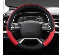 Car Steering Wheel Cover For BMW X7 Concept 2017 2018 2019 2020 2021 2022-2025+, Anti slip Breathable Soft Leather Steering Wheel Cover Universal Car Accessories,A O-shape-B Black Red