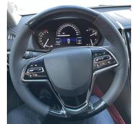 Car Steering Wheel Cover For Cadillac For ATS ATS-L 2013 2014 2015 2016 2017 2018 2019 Braid Steering Wheel Cover Wrap Hand Sewing Genuine Leather Anti-Skid Steering Wheel(Orange Thread)