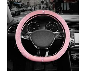 Car Steering Wheel Cover for Chrysler PT Cruiser 2000-2010 | Pink Leopard Driving Rim Protector, Auto Driver Grip Ring, Palm Friction Pad, Long Drive Fatigue Relief, Sweat Dirt Barrier