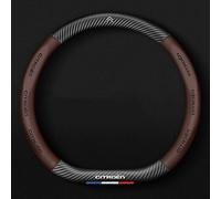 Car Steering Wheel Cover for Citroen C4 II Grand Picasso 2016-2018, Leather Steering Wheel Protector Cover Car Accessory Sports Style Wheel Cover,Brown-TypeD