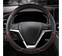 Car Steering Wheel Cover for Dodge Ram 2011-2023, Auto Elastic Steering Wheel Protector, Black PU Leather Soft Grip All-Season,O-Shape-Red