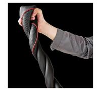 Car Steering Wheel Cover for Dodge Ram 2011-2023, Auto Elastic Steering Wheel Protector, Black PU Leather Soft Grip All-Season,D-Shape-Red