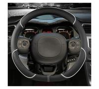 Car Steering Wheel Cover for Dodge Ram 2011-2023, Auto Elastic Steering Wheel Protector, Black PU Leather Soft Grip All-Season,D-Shape-White