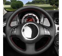 Car Steering Wheel Cover For Fiat For 500 2007 2008 2009 2010 2011 2012 2013 2014 2015 Steering Wheel Cover Interior Accessories Microfiber Leather Non-Slip Steering Wheel(Black thread)
