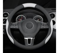 Car Steering Wheel Cover for Ford B-Max C-Max S-Max KA, Leather Steering Wheel Cover Protector Soft Anti-slip Breathable Protector Car Accessories,Black-white-O Shape