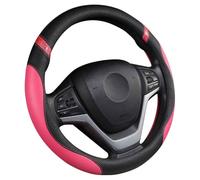 Car Steering Wheel Cover for Ford Ranger 2016 2017 2018 2019, PU Leather Steering Wheel Protector Covers Non-slip Breathable Auto Interior Accessories,G/Rose Red