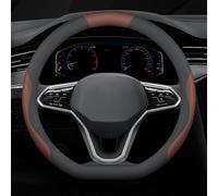 Car Steering Wheel Cover For Ford Transit Custom Van 2013-2026, Leather Breathable Anti-Slip Steering Wheel Cover Flexible Durable Accessories,D-Type-White-Black brown