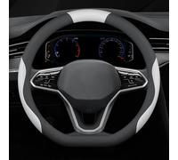 Car Steering Wheel Cover For Ford Transit Custom Van 2013-2026, Leather Breathable Anti-Slip Steering Wheel Cover Flexible Durable Accessories,D-Type-Black white