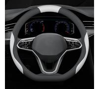 Car Steering Wheel Cover for Ford Transit/Tourneo Custom 2023-2024 2025, Leather Steering Wheel Cover Protector Soft Anti-slip Breathable Protector Car Accessories,Black-white-D Shape