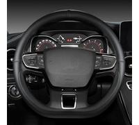 Car Steering Wheel Cover for Ford Transit/Tourneo Custom 2023-2024 2025, Leather Steering Wheel Protective Cover, Elastic Anti-Slip Breathable Soft Steering Wheel Protector, A BLACK-D-STYLE