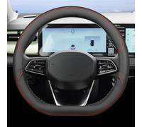 Car Steering Wheel Cover For Geely For Geometry For A Pro C E For EX3 For Kung Fu For ICON Leather Car Steering Wheel Cover Wrap Braid On D Type Steering-Wheel(Red line,2)