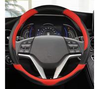 Car Steering Wheel Cover For Hyundai For Tucson 3 2015 2016 2017 2018 2019 Carbon Fibre Leather Car Steering Wheel Cover Non-Slip 38cm 15" Steering Wheel Protector(Red)