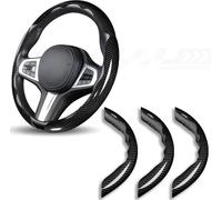 Car Steering Wheel Cover for Jeep Compass II MP 4XE Hybrid Facelift 2017-2023, Segmented Grip Carbon Fibre Anti-Slip Sporty Wheel Protector Accessories,Black