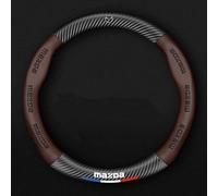Car Steering Wheel Cover for Mazda Demio (DY) 2003-2007, Leather Steering Wheel Protector Cover Car Accessory Sports Style Wheel Cover,Brown