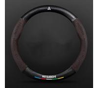 Car Steering Wheel Cover for Mitsubishi L200 2010-2015,Carbon fiber Leather Anti Slip Soft Breathable Durable Steering Wheel Protector Elastic Car interior decorative accessories,Brown