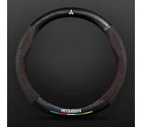Car Steering Wheel Cover for Mitsubishi L200 2015-2018,Soft Leather Special Grips Protector Set Elastic Interior Fittings Anti-slip Hubs Accessories Decoration Emblem logo,Brown