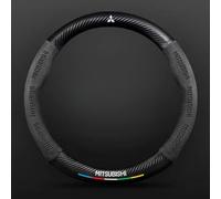 Car Steering Wheel Cover for Mitsubishi L200 2015-2018,Soft Leather Special Grips Protector Set Elastic Interior Fittings Anti-slip Hubs Accessories Decoration Emblem logo,Grey
