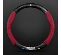 Car Steering Wheel Cover for Mitsubishi L200 2015-2018,Soft Leather Special Grips Protector Set Elastic Interior Fittings Anti-slip Hubs Accessories Decoration Emblem logo,Red