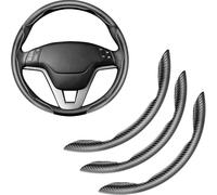 Car Steering Wheel Cover for Nissan Navara (D40 D23 2005-2022),Carbon Fibre Effect Segmented Protector,Non-Slip Grip,Sporty Interior Accessories,Black