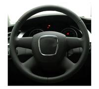 Car Steering Wheel Cover For Old For A4 B7 B8 For A6 C6 2004-2011 For Q7 2005-2011 For Q5 2008-2012 Hand-stitched Black Leather DIY Car Steering Wheel Cover(Red Blue Thread)