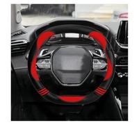 Car Steering Wheel Cover For Peugeot 3008 4008 5008 Cute Car Steering Wheel Cover Carbon Fibre+PU Leather(Red)