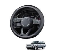 Car Steering Wheel Cover for RR L322 Vogue HSE 2002-2012 Carbon Fiber Matte Black Breathable Anti-Slip Protective Cover Auto Interior Accessories Round Shape,Matte+Leather