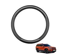 Car Steering Wheel Cover for SantaFe 2024+ Carbon Fiber Matte Black Breathable Anti-Slip Protective Cover Auto Interior Accessories Round Shape,Matte+Leather