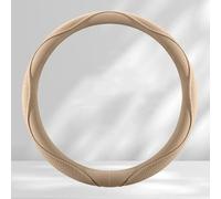 Car Steering Wheel Cover for Seat Arona/Ateca/Ibiza/Leon, Leather Steering Wheel Cover, Non-slip Grip, Suitable for All Seasons,O-Beige