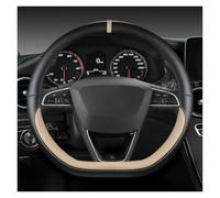 car steering wheel cover For Seat For Tarraco For Arona For Ateca For Ibiza Leather Car Steering Wheel Cover Non-Slip 38cm(Beige D Shape)