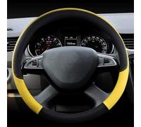 Car Steering Wheel Cover For Skoda For Octavia A5 A7 RS For Octavia 2 3 Leather Steering Wheel Cover Steering Wheel Braid Interior Accessories Non-Slip Steering Wheel(Yellow)
