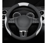 Car Steering Wheel Cover For Skoda Karoq NU7 I 2017-2026, Leather Breathable Anti-Slip Steering Wheel Cover Flexible Durable Accessories,O-Type-Black white