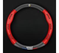 Car Steering Wheel Cover for Smart Roadster 2002-2005,Microfiber Leather Anti-slip Durable Automotive Steering Wheel Protector with Car Emblem Logo Interior Accessories,Red