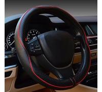 Car Steering Wheel Cover for Subaru Ascent Legacy Anti-Slip Safety Soft Breathable Microfiber PU Leather Wheel Protector Car Interior Accessories, Blackred