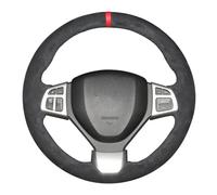Car Steering Wheel Cover For Suzuki For Swift 2011-2017 For Swift Sport 2011-2017 For Vitara S 2015-2019 Black Suede DIY Hand-stitched(Red Thread)