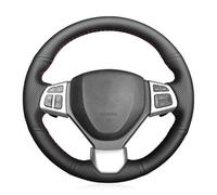 Car Steering Wheel Cover For Suzuki For Swift Sport 2012-2017 For Vitara S 2016 2017 2018 2019 Hand-stitched Black Leather(Red Blue Thread)