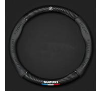 Car Steering Wheel Cover for Suzuki Swift 2010-2017,Carbon fiber Leather Anti Slip Soft Breathable Durable Steering Wheel Protector Elastic Car interior decorative accessories,Black O