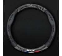 Car Steering Wheel Cover for Suzuki Vitara 2018-2024,Microfiber Leather Anti-slip Durable Automotive Steering Wheel Protector with Car Emblem Logo Interior Accessories