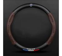 Car Steering Wheel Cover for Volvo V40 2012-2020, Anti-Slip All-Inclusive Steering Wheel Cover, Breathable Steering Wheel Protective Cover, Car Accessories,Leather~Brown