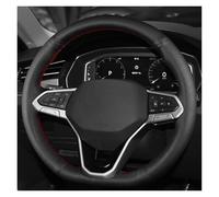 Car Steering Wheel Cover For VW For Atlas For Golf 8 Mk8 For Polo For Jetta For Passat B9 For Tiguan For Sharan Microfiber Leather Steering Wheel Cover Non-Slip Steering Wheel(White Thread)