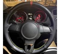 Car Steering Wheel Cover For VW For Sharan For Passat For Caddy For Touran For Tiguan For Golf For Polo For Teramont For T-Roc Steering Wheel Cover Non-Slip Steering Wheel(White Thread)