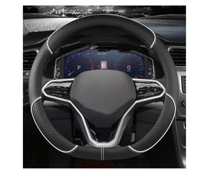 Car Steering Wheel Cover For VW For Teramont For Atlas For T-Roc T-cross 2017-2021 2023 D Shape Car Steering Wheel Cover(WHITE)