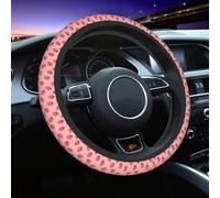 Car Steering Wheel Cover for Women Men, 15 Inch Stretchy Cute Strawberry Starry Sky Pink Accessories for Car SUV Sedan Van Truck Decor