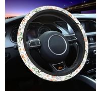 Car Steering Wheel Cover for Women Men, Non-Slip Botanical Floral Pattern with Ladybugs Steering Wheel Protector, Universal 14"-15" Fit for Cars, SUVs, Trucks