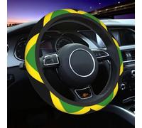 Car Steering Wheel Cover for Women Men, Non-Slip Jamaica Jamaicans Flag Steering Wheel Protector, Universal 14"-15" Fit for Cars, SUVs, Trucks (Jamaican Flag)