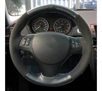 Car Steering Wheel Cover Hand-stitched Black Suede Black Carbon Fiber For M3 E90 E91 E92 E93 E87 E81 E82 E88 Auto Accessories Styling(6-Red Blue)