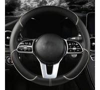 Car Steering Wheel Cover in PU Leather with Diamond Check Embossed Texture, Providing Durability and Grip for Standard Sizes (Dark Beige)