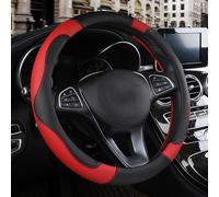 Car Steering Wheel Cover Leather for Ben-z A Class, All Inclusive Anti Slip Steering Wheel Cover, Carbon Fiber Sports Style Comfort Wheel Sleeve Protector,Red