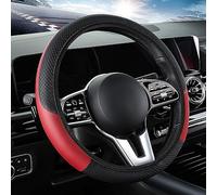 Car Steering Wheel Cover Leather for Ford Mondeo MK 3 4 5 2010 to 2021 Soft Anti-slip Breathable Sports Elastic Band Without Inner Ring Protector Cover, black red style