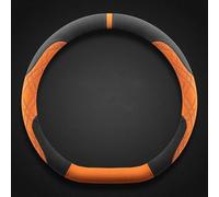 Car Steering Wheel Cover Leather for Ford Transit/Tourneo Custom 2023-2024 2025, Car Steering Wheel Cover Steering Wheel Protector Microfiber Leather(Black-Orange,D Shape)