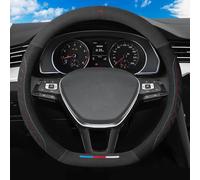 Car Steering Wheel Cover Leather for Mitsubishi Lancer Evolution X 2008-2014, 37-38cm /14.5-15inch, Non-Slip Breathable Soft Grip for All-Season Comfort,D Type